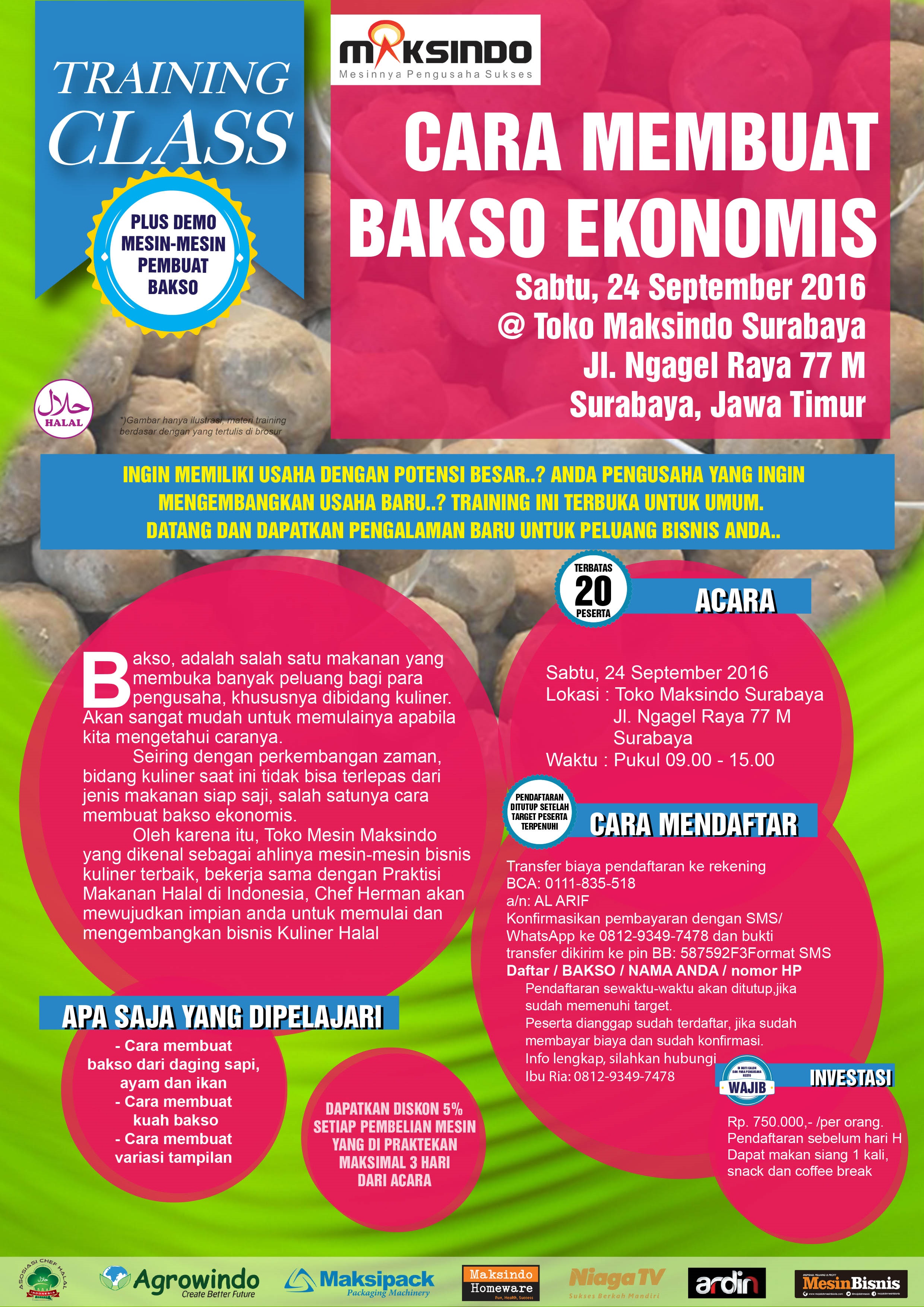 Training Usaha Bakso Ekonomis di Surabaya, 24 September 2016